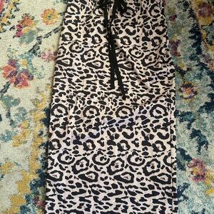 Leopard Print Midi Skirt with Black Tie